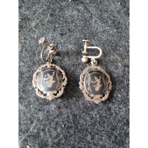 Fabulous STERLING Vintage Dancing SIAM GODDESS Estate Earrings - Picture 1 of 3